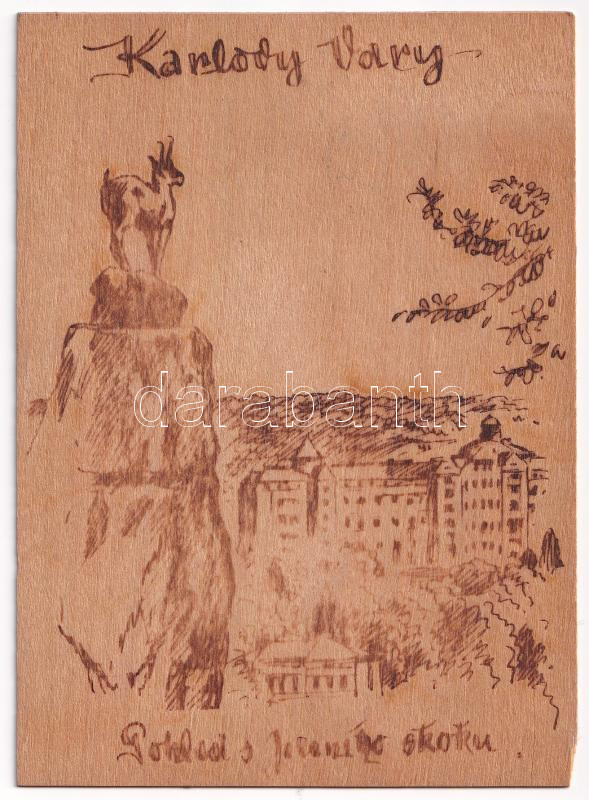 3 db modern cseh falemez képeslap / 3 modern Czech wooden postcards - Image 2
