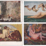 6 db régi erotikus művész képeslap vegyes minőségben / 6 pre-1945 erotic art postcards in mixed quality