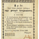 Eger 1849. 1kr kézi aláírással, sorszám nélkül T:XF,VF kis folt / Hungary / Eger 1849. 1 Pengő Krajczár necessity note (notgeld) hand signed, without serial number C:XF,VF small spot Adamo EGE-1.1