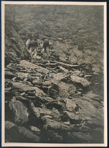 cca 1910 Fogarasi-havasok, Erdélyi Mór felvétele, hátulján feliratozva, 11,5×16 cm / cca 1910 The Masivul Făgărasului, photograph taken by Mór Erdélyi, vintage photo, with notes on its back, 11,5×16 cm