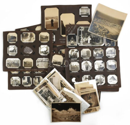 Heinemann Sándor (1903-1975) dzsessz zenész, a Royal Orfeumnak zenei vezetője, a Fővárosi Nagycirkusz zenekara vezetőjének egyiptomi útján készült fotók, vegyes méretben, részben albumlapokra ragsztva