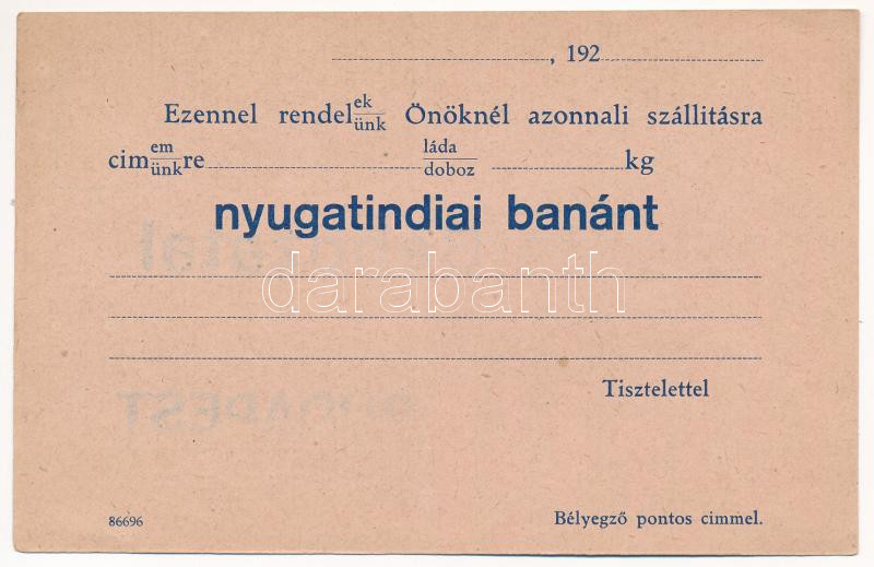 ~1920 Banán-Behozatal reklám. Visegrádi utca 7. - Image 2