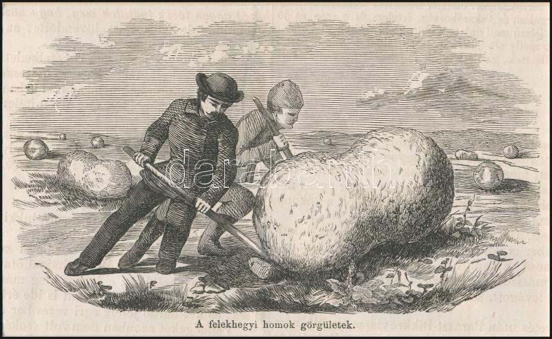 1856 A felekhegyi homok görgületek, fametszet, papír, In Vasárnapi Újság, paszpartuban, 9,5x15,5 cm, 19,5x25,5 cm - Image 2
