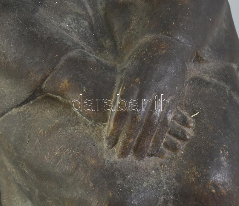 Vígh Ferenc (1881-1948): Áhítat. Kerámia, alján lepattanások, jelzett, m: 40 cm - Image 4