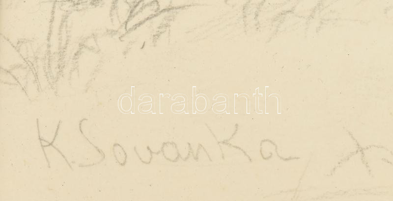 Sovánka Károly (1883-1961): Őzek az erdőben. Ceruza, grafit, papír. Jelezve balra lent. Dekoratív, üvegezett fakeretben. 21,5x32,5 cm / Karol Šovánka (1883-1961): Roe in the forest. Pencil on paper, signed lower left, framed. 21,5x32,5 cm - Image 2