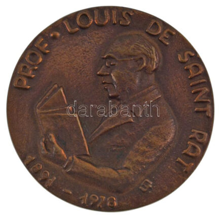 1978. 'MÉTE (Magyar Élelmezésipari Tudományos Egyesület) Szakirodalmi tevékenységért / Prof. Louis de Saint Rat 1891-1978' kétoldalas bronz emlékérem, névre szóló gravírozással, dísztokban (95mm) T:AU patina