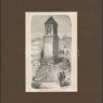 cca 1850-1860 A Rákóczi-emlék, Kolosmonostor mellett, fametszet, papír, paszpartuban, 15,5x10 cm,paszpartu: 25x20 cm