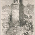 cca 1850-1860 A Rákóczi-emlék, Kolosmonostor mellett, fametszet, papír, paszpartuban, 15,5x10 cm,paszpartu: 25x20 cm - Image 2