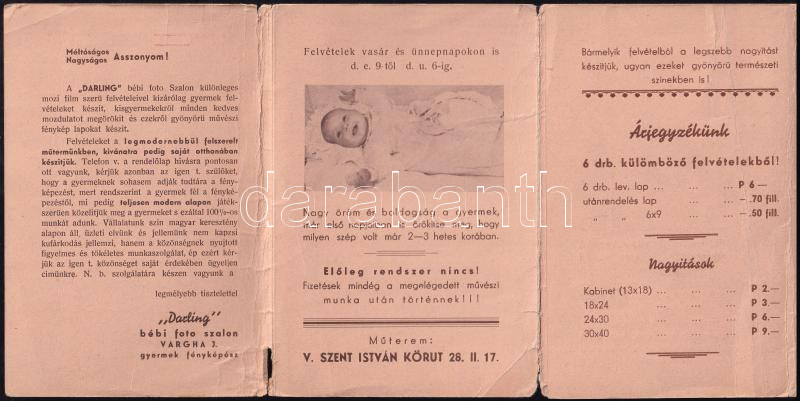 1935 Darling bébi fotószalon képes árjegyzék. Kihajtható, kissé sérült - Image 2