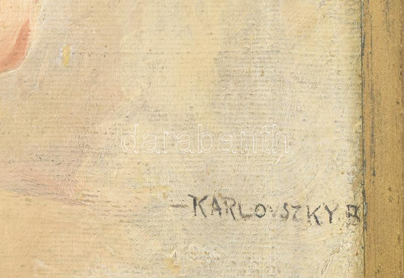Karlovszky B jelzéssel: Babaportré. Olaj, vászon, javított. Fakeretben. 34,5x31 cm. - Image 2