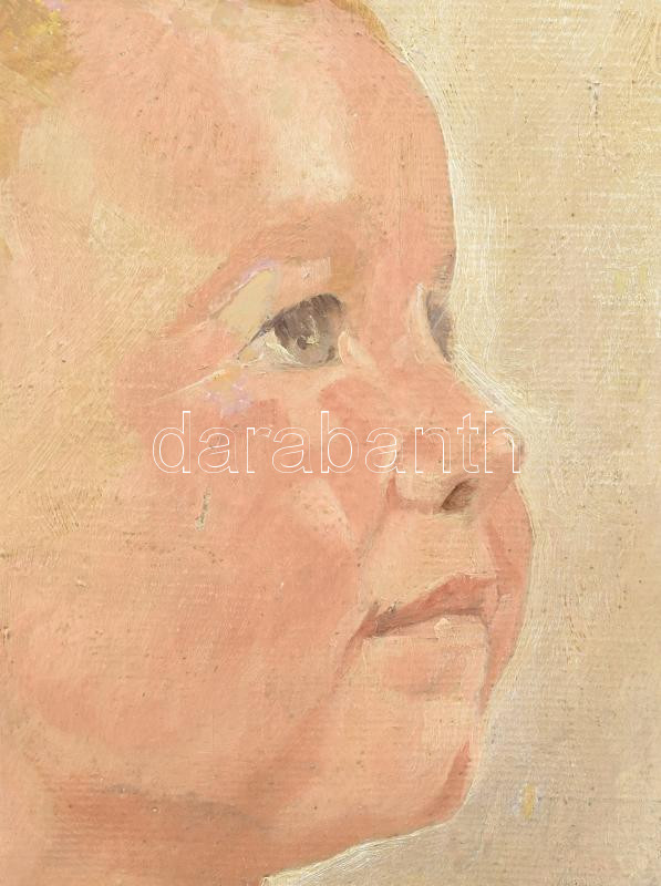 Karlovszky B jelzéssel: Babaportré. Olaj, vászon, javított. Fakeretben. 34,5x31 cm. - Image 3