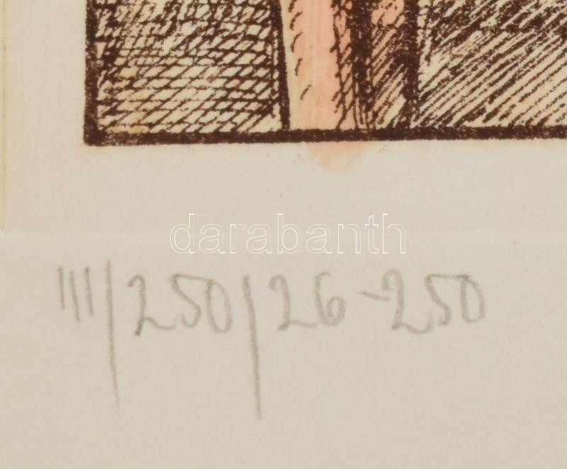 Pécsi András: Öreg vadász. Színezett rézkarc, papír, jelzett, sorszámozott 33×28 cm - Image 2