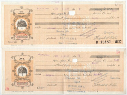 Budapest 1938-1940. 9db-os kitöltött és kitöltetlen váltó tétel vízjeles papíron T:VF,F anyaghiány