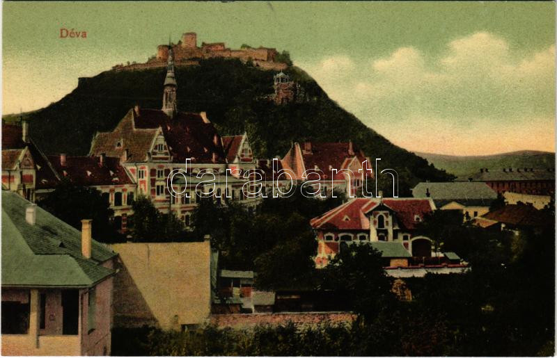 Déva, vár, látkép. Hirsch Adolf kiadása / castle, general view