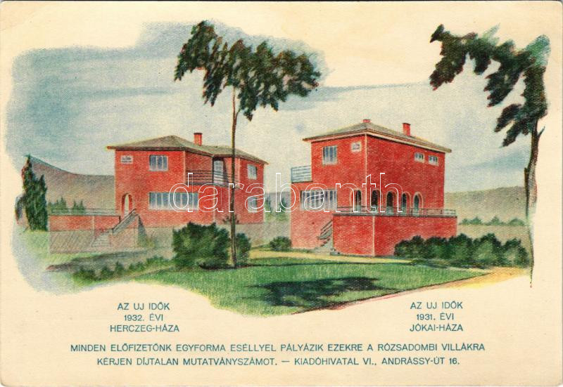 Budapest II. Rózsadomb, Az Új Idők 1931. és 1932. évi Herczeg és Jókai villája (EK)