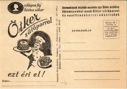 Világos fej biztos siker - Ötker sütőporral ezt éri el! Imperator Posta kiadása / Hungarian baking powder advertisement