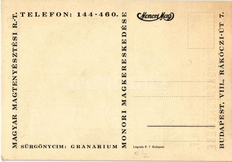 Első útja a Növénynemesítő pavilonba vezessen, mert ott állít ki a Monori Mag! Magyar Magtenyésztési R.T. Monori Magkereskedése reklámlapja / Hungarian seed breeder company advertising card (EK) - Image 2