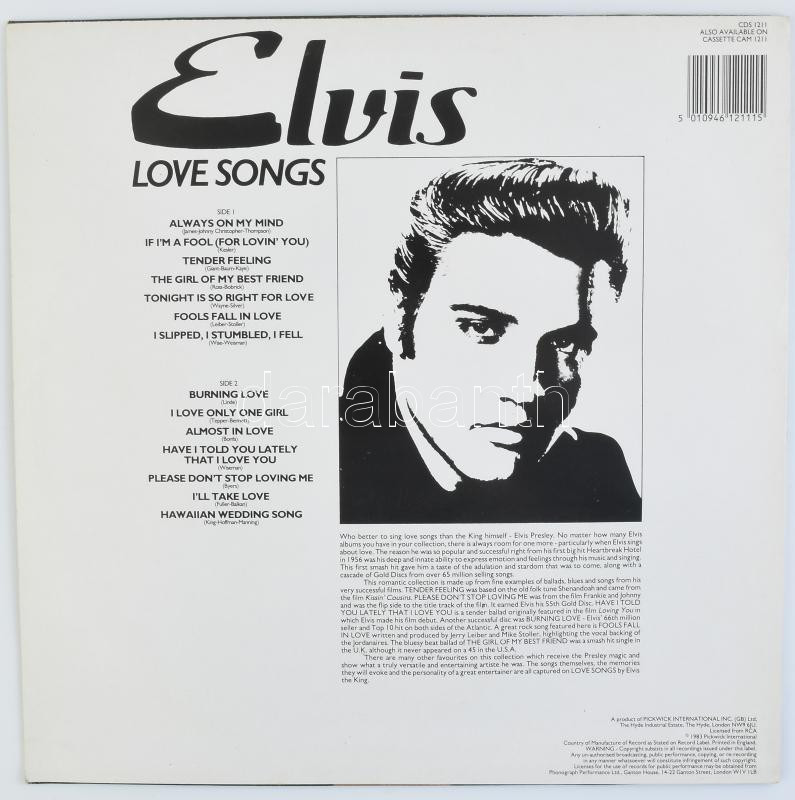 Elvis Presley Love songs LP vinyl, 1983 London szép állapot - Image 2