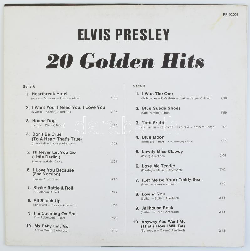 Elvis Presley 20 golden hits LP vinyl, Patricia records Germany - Image 2