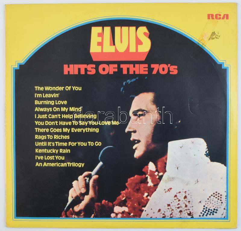 Elvis Presley Hits of the 70's LP vinyl, Yugoton, kis kopás a tokon