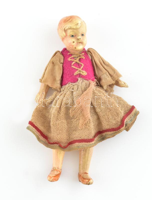 cca 1930 régi mini játékbaba kerámia 9 cm