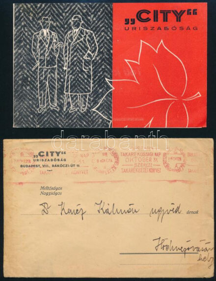 cca 1930 City úri szabóság reklám nyomtatvány