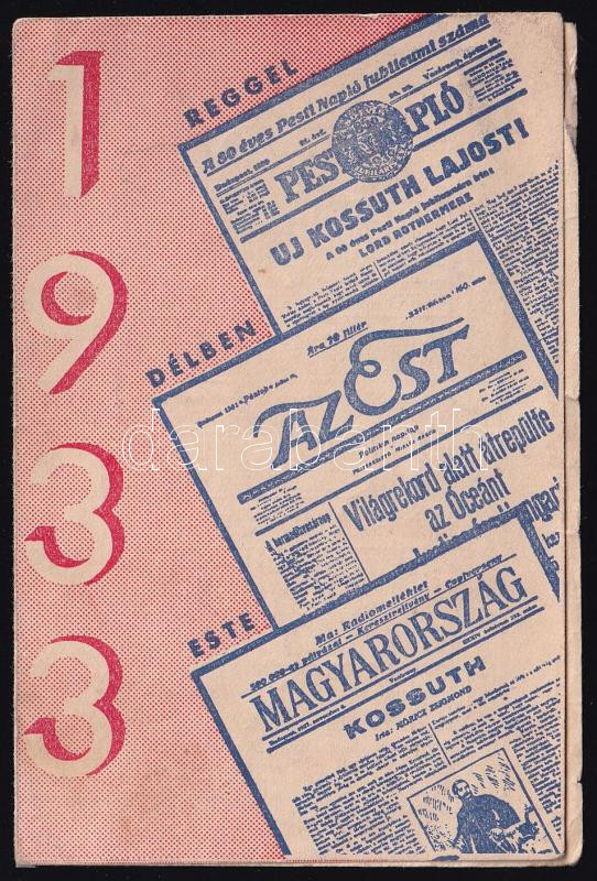 1933 Az Est lapok kihajtható kártyanaptár