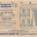 cca 1936 Benkő bank szerencse szám sorsoló mechanikus lap + reklám nyomtatványok