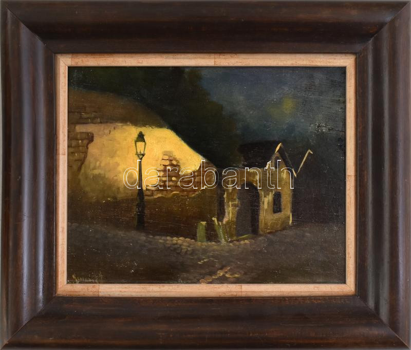 Komárik János (működött a XX. sz. első felében):Esti Tabáni részlet Olaj, fa Jelzett, keretben 20,5x26,5 cm