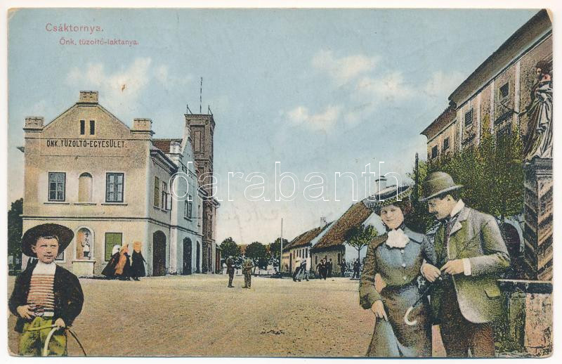Csáktornya, Cakovec; Önkéntes tűzoltó laktanya. Fischel Fülöp (Strausz Sándor) kiadása / Volunteer firefighters barracks