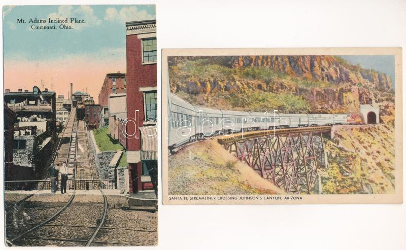 4 db RÉGI vonat motívum képeslap: amerikai vasútállomások / 4 pre-1945 train motive postcards: railway stations in the USA - Image 2