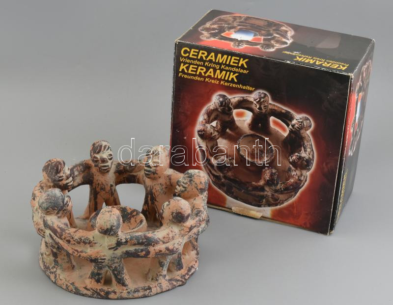 Kerámia gyertyatartó, figurális, eredeti dobozában d: 20 cm