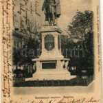 1900 Sopron, Széchenyi szobor. L. Kummert kiadása / Prämiirt mit d. grossen silbernen Medaille in Nizza 1899 (vágott / cut)