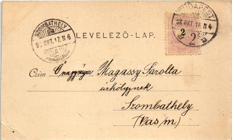 1898 (Vorläufer) Budapest II. Cs. és kir. gyalogsági kadétiskola, intézeti főépület (vágott / cut) - Image 2
