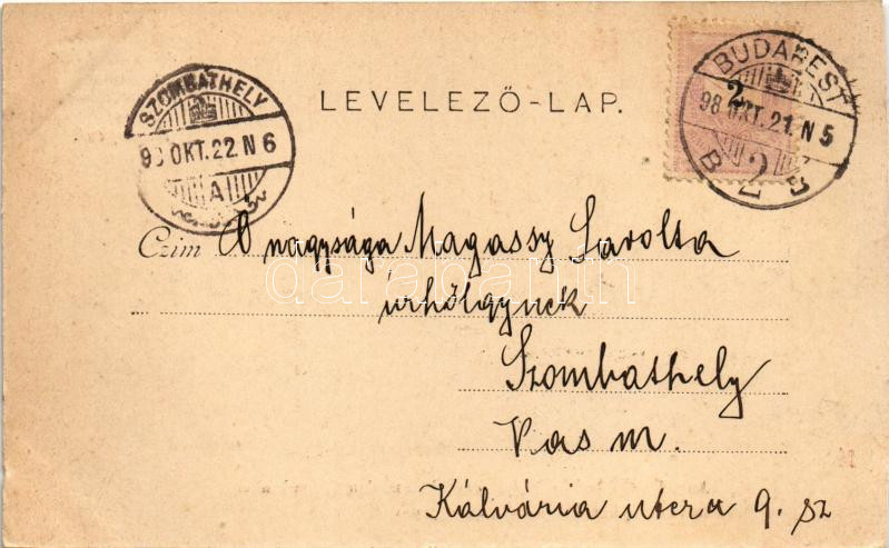 1898 (Vorläufer) Budapest II. Cs. és kir. gyalogsági kadétiskola, intézeti épület, kilátás a Svábhegyre (vágott / cut) - Image 2