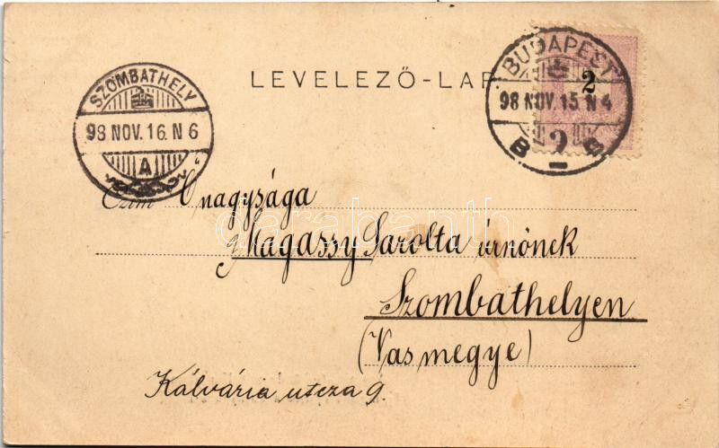 1898 (Vorläufer) Budapest II. Cs. és kir. gyalogsági kadétiskola, intézeti épület a környékkel (vágott / cut) - Image 2