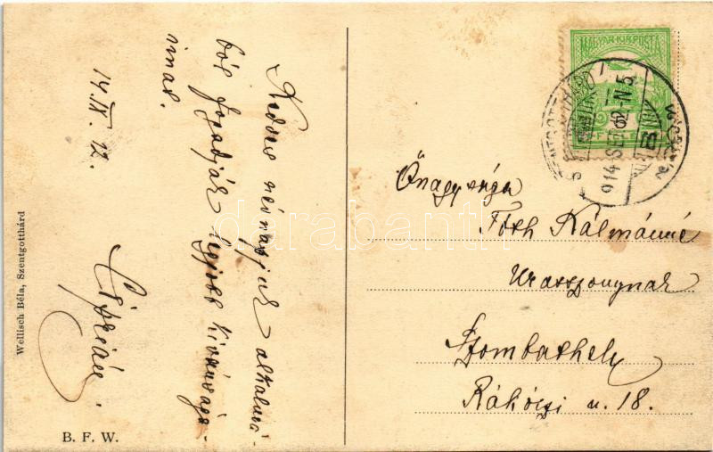 1914 Szentgotthárd, evangélikus templom. Wellisch Béla kiadása (r) - Image 2