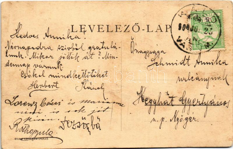 1909 Káld (Sárvár), erdész lak (Káldy kastély). Divald Károly fia (ázott / wet damage) - Image 2