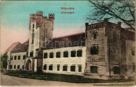 1910 Vép (Vas), vár, kastély. Engel Pál kiadása (EK) + 'UKK-BALATONSZENTGYÖRGY 197' vasúti mozgóposta
