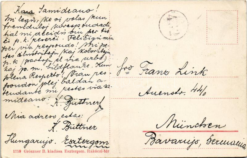 1912 Esztergom, Széchenyi tér. Grószner B. kiadása, TCV card - Image 2