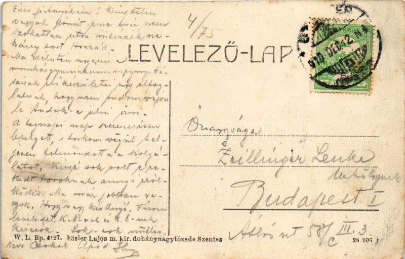 1910 Szentes, Magyar királyi állami főgimnázium. W.L. Bp. 4127. Eisler Lajos kiadása (EK) - Image 2