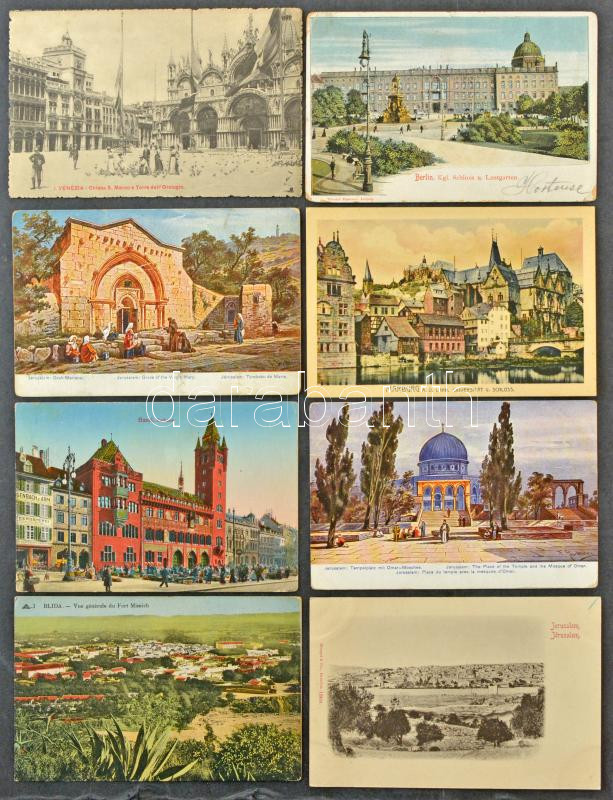 ~1.200 db régi külföldi városképes lap az egész világból, érdekes, vegyes anyag / ~1.200 old topographic postcards from foreign countries, mixy and interesting material