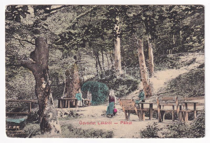 Léka, Lockenhaus; Pálkút. Kopfstein Mór kiadása / Paulusbrunnen / park (EK)