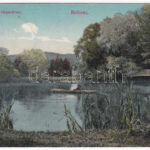 1910 Rohonc, Rechnitz; Park a várparkban, csónakázó tó. Stern J. kiadása / Schlosspark / castle park, lake (EB)
