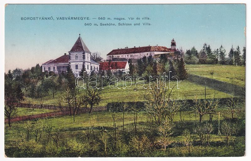 Borostyánkő, Bernstein; vár és villa. Máger József kiadása / Schloss und Villa / castle and villa (EK)
