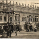 1915 Eperjes, Presov; Rákóczi ház, piac, Spira Henrik, Eichenbaum M., Goldwender, Gallotsik és Moskovits-cipőgyár üzlete / mansion, shops, market