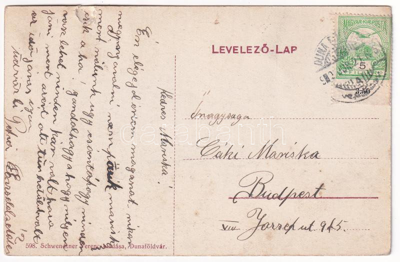 1910 Dunaföldvár, Erzsébet tér, templom, szobrok. Schwendtner Ferenc kiadása - Image 2