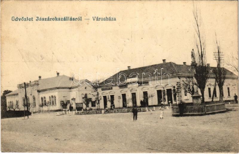 1919 Jászárokszállás, Városháza, tér, gyógyszertár (EK)