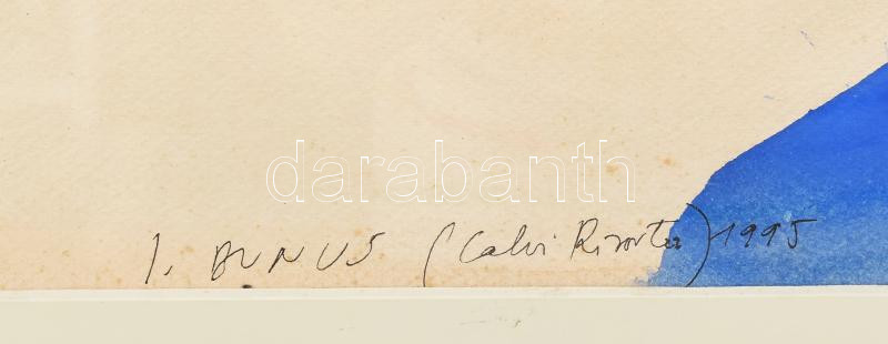 Bunus, Ioan (1952-): Hordók, 1995. Akvarell, papír. Jelezve középen lent. Üvegezett fakeretben. 64×85 cm. / Bunus, Ioan 1952-), Romanian-Transylvanian painter: Barrels. Watercolour on paper, signed, framed - Image 4