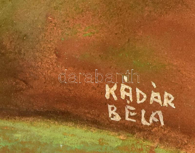 Kádár Béla jelzéssel: Társaság. Pasztell, papír. Üvegezett fakeretben. 44×60 cm. - Image 2
